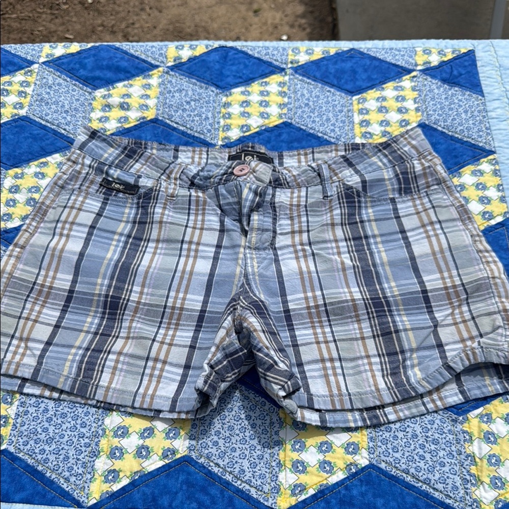 Plaid Blue and Gray Shorts